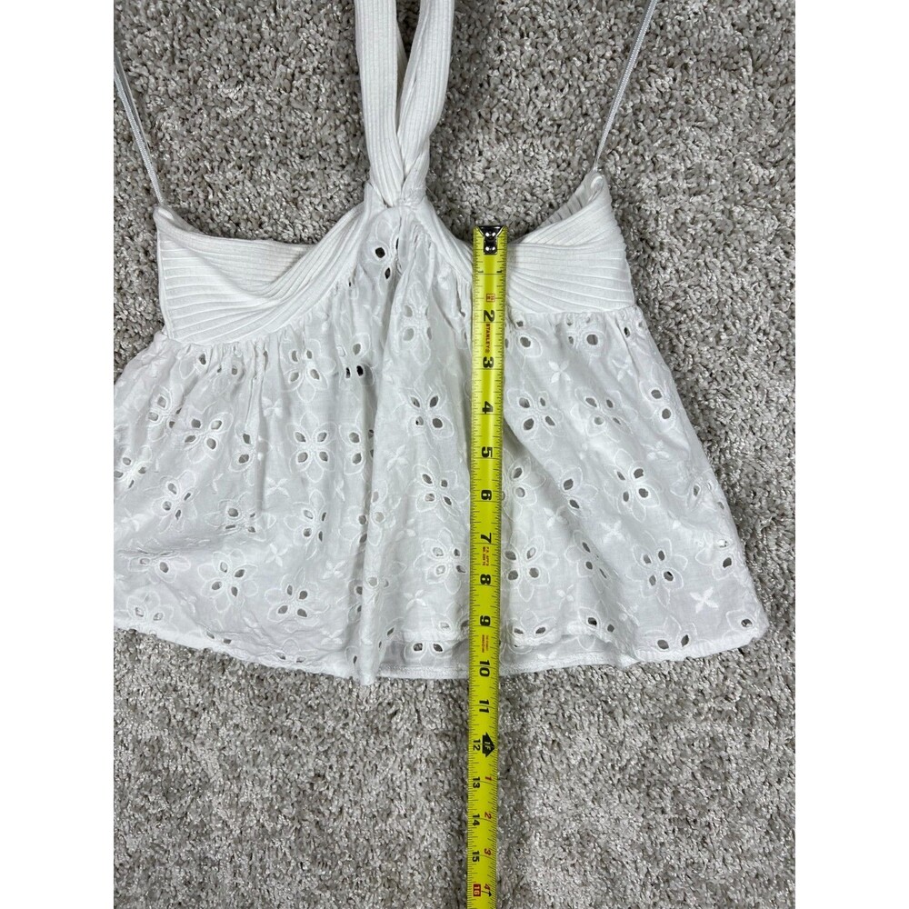 Zara White Eyelet Halter Top Womens Small Cottagecore Coquette - Picture 3 of 8